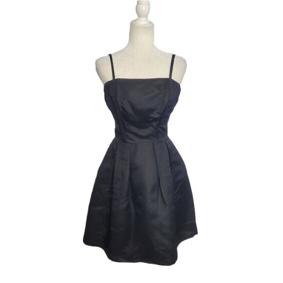 VINTAGE 50s dress Suzy Perette black sleeveless pleated fit and flare pinup XS - Picture 1 of 16